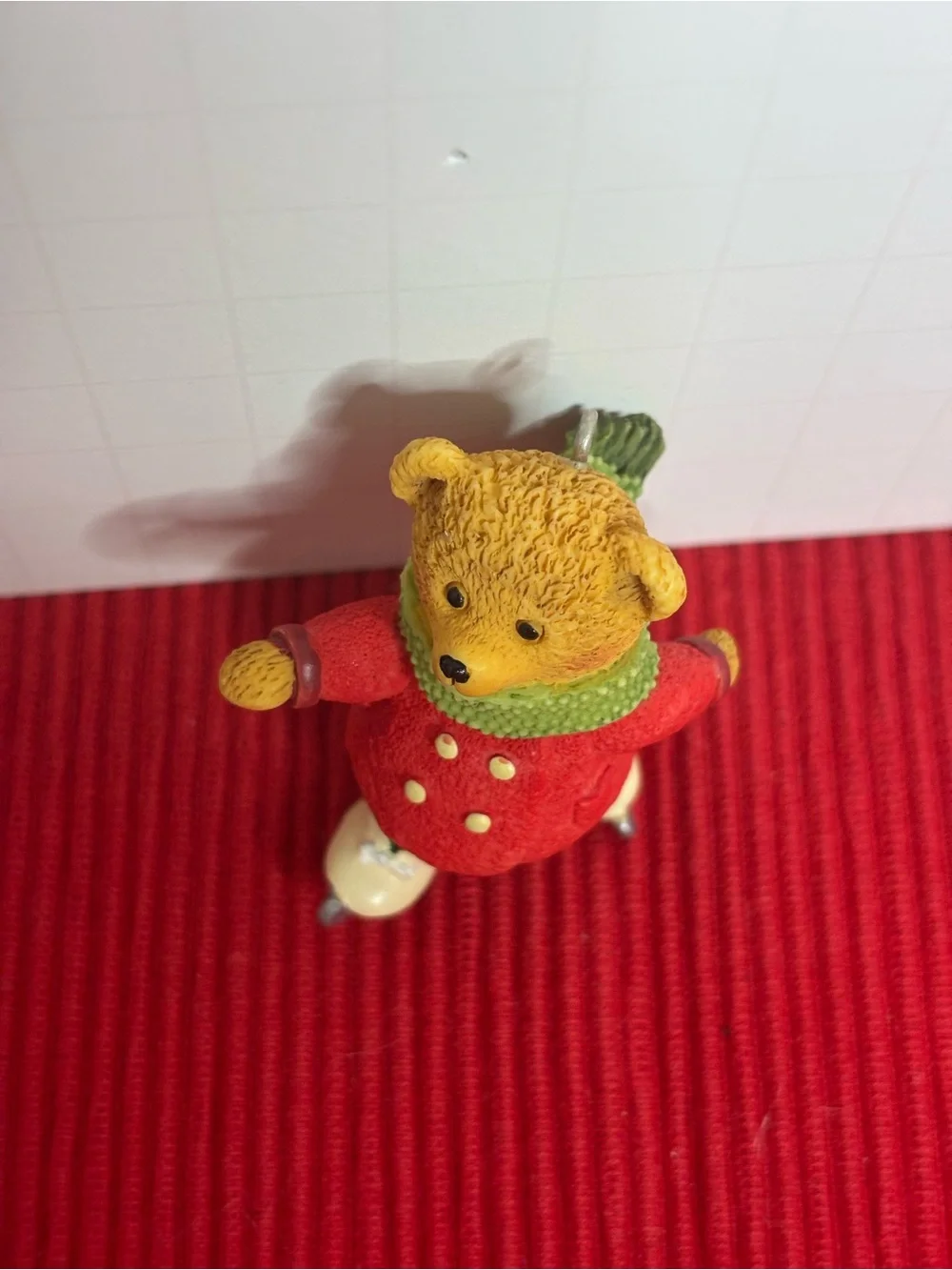 Hallmark Gracie Skates Bear Ornament - Red & Green